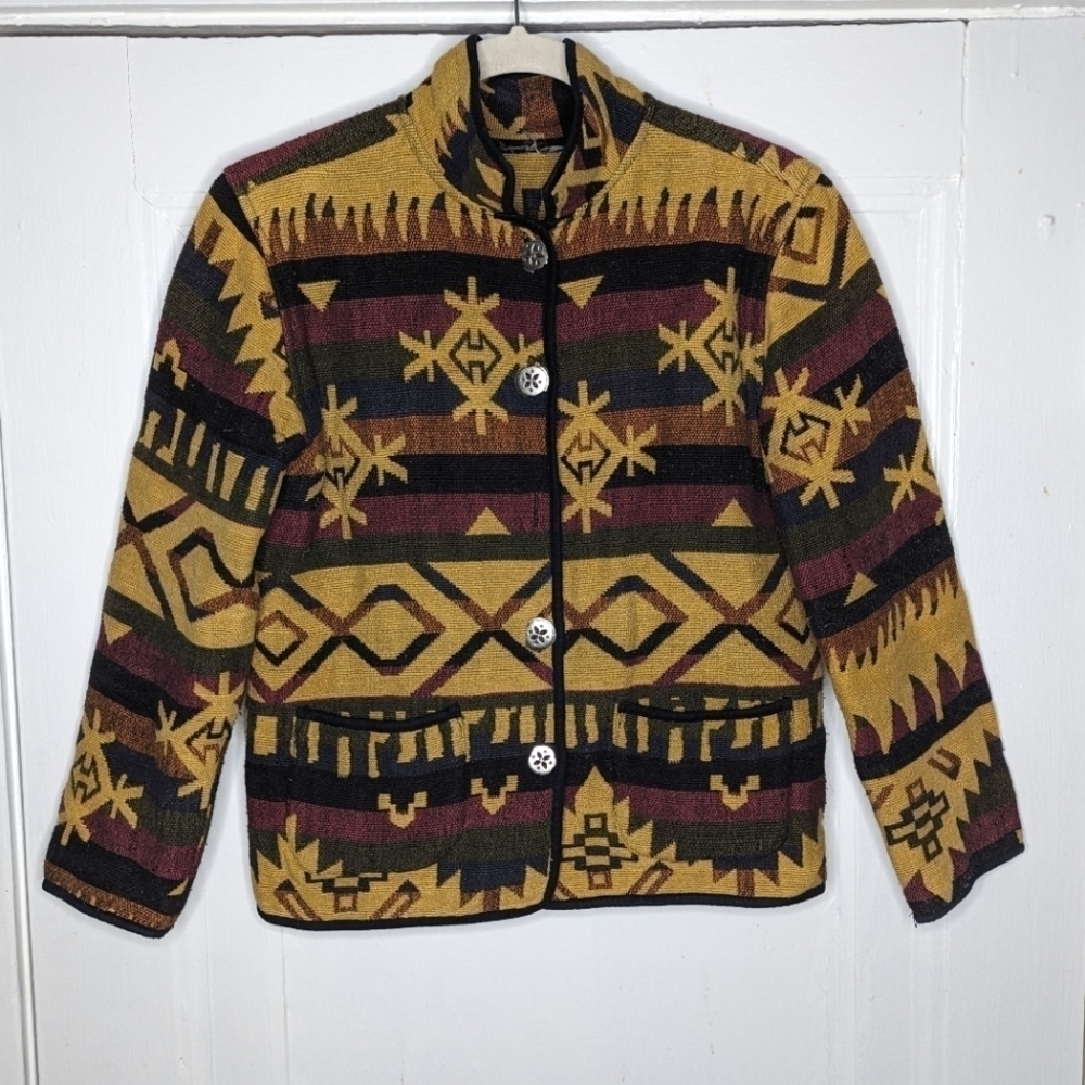 Vintage Western Jane Ashley Southwestern Aztec button Jacket Size Small